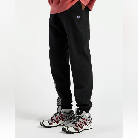 NWT $79 Champion Satin Logo Black Sweatpants - Picture 5 of 6